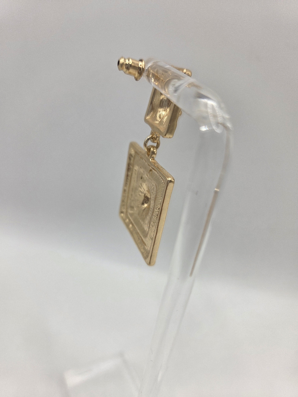 Mikayla Gold Lion Head Post With Dangle Lion Head Set In Black Enamel Earrings - Picture 5 of 9